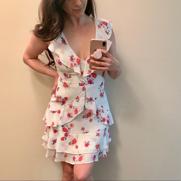 Express Dresses & Skirts - Floral ruffle fringe mini dress